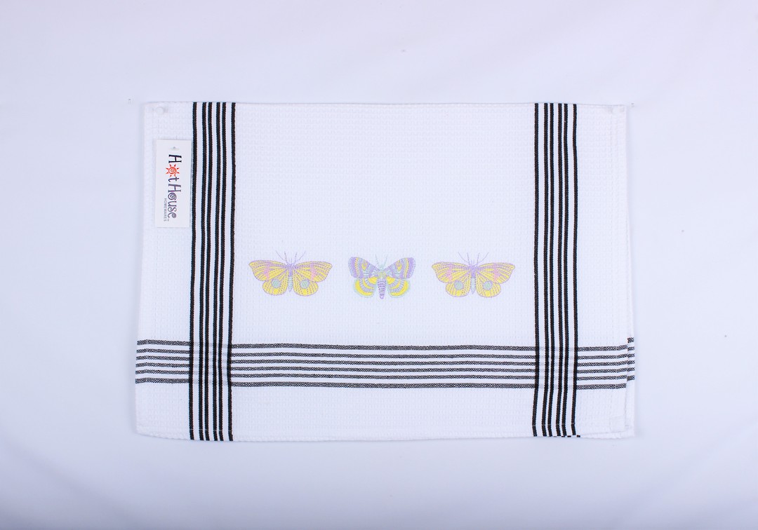 3 Butterflies embroidered tea towel. Code: TT-3/BUT image 0